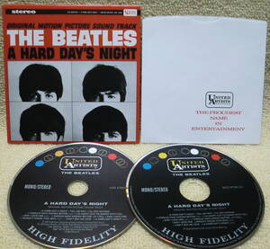 【2点で送料無料】CDは2枚 ビートルズ Beatles A Hard Day's Night US仕様 US盤 紙ジャケ ステレオ＋モノ ボックスのバラ※ディスクに曇り