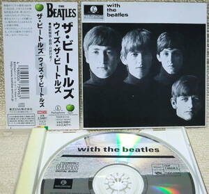 【2点で送料無料】CD ビートルズ With The Beatles UKでの2nd 日本盤 EMI100の帯付き リマスター前のモノラル音源 Parlophoneレーベル 対訳