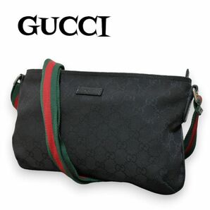 GUCCI グッチ ショルダーバッグ ポシェット サコッシュ GGキャンバス シェリーライン レザー 革 ロゴ型押し 斜め掛け 