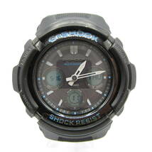 T1018☆CASIO G-SHOCK デジアナ タフソーラー マルチバンド6 AWG-M100BA【5230】AWG-M100BA-1AJF カシオ Gショック 中古品【時計】_画像1