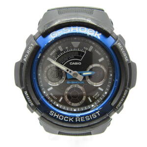 T1109☆CASIO G-SHOCK デジタル&アナログ AW-591【4778】AW-591-2AJF ブラック×ブルー カシオ Gショック 中古【時計】