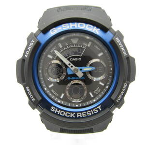 T1110☆CASIO G-SHOCK デジタル&アナログ AW-591【4778】AW-591-2AJF ブラック×ブルー カシオ Gショック 中古【時計】