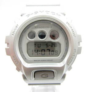 T1187☆CASIO G-SHOCK 木梨サイクル コラボ デジタル DW-6900FS【3230】Gショック××KINASHI CYCLE シルバー 中古【時計】