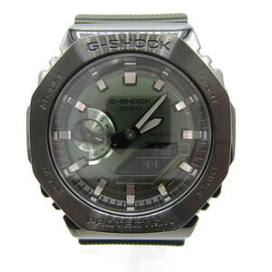 T1217☆CASIO G-SHOCK デジアナ GM-2100B【5611】GM-2100B-3AJF 八角形フォルム メタルカバード グリーン カシオ Gショック 中古【時計】