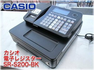 【良品】カシオ 電子レジスター Bluetoothレジスター SR-S200-BK ブラック 10部門 600PLU 漢字表示 ヨコ型領収書発行機能 取扱説明書付