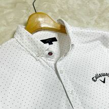 ★極美品★Callaway キャロウェイ / ドット柄Vプリント 長袖ボタンダウンポロシャツ 吸汗速乾 / 大きいサイズLL送料410円_画像4