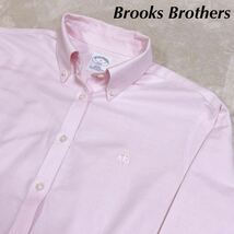 ブルックスブラザーズ Brooks Brothers オックスフォード 長袖 ボタンダウンシャツ/ピンクブラウスBrooks Brothers刺繍ロゴ付き/2送料230円_画像1