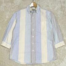 GREEN LABEL RELAXING ユナイテッドアローズ 春夏 ボタンダウン 七分袖★ クレイジーパターンストライプ　シャツ Sz.Sメンズ　送料230円_画像2