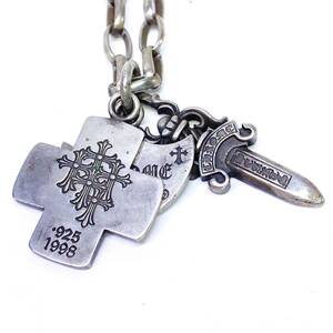 ! CHROME HEARTS Chrome Hearts средний период 3 Trinkets sleet Lynn ketsu колье подвеска серебряный 925 печать есть мужской 50.9g редкость 