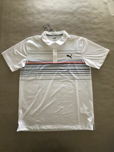 送料無料◆新品◆PUMA GOLF ボーダー柄 半袖ポロシャツ◆(L)◆535136-02◆プーマ ゴルフ