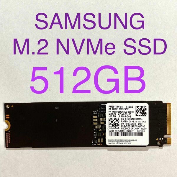 ★ 512GB PM991 SAMSUNG M.2 NVMe SSD PCIe3.0 ×4 MZVLQ512HALU-000H1 
