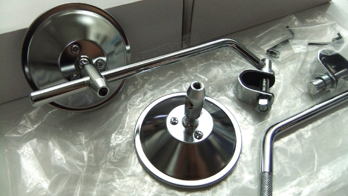 ★NEWクランプtype メッキ：ラウンドミラー【2本】＊ズーマー ＊ エイプ 