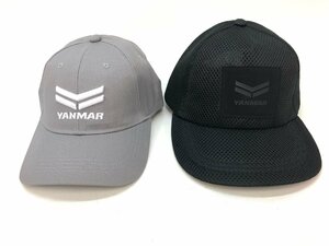 未使用 YANMAR ヤンマー 帽子 キャップ グレー 刺繍 ブラック メッシュ 2個セット F05-09