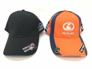 未使用 KUBOTA クボタ 帽子 キャップ ブラック ネイビー オレンジ パワクロ 2個セット ② F05-17