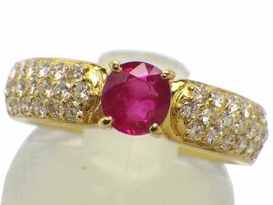 ルビー ダイヤモンドリング K18 4.8g 12号　Jewelry Ruby0.57ct Dia0.45ct Ring