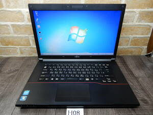 H08☆Windows7 プロ 32Bit★celeron☆DVD☆320GB-HDD★メモリ2GＢ☆15Ｗ液晶ノートパソコン★LIFEBOOK A553/G