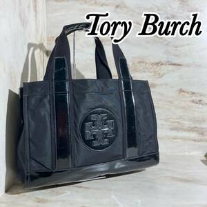 【訳アリ品】TORY BURCH トリーバーチ エラ トートバッグ フロントロゴ エナメル ブラック RP D6