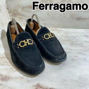 『訳アリ品』高級 salvatore ferragamo サルヴァトーレフェラガモ ローファー 金バックル ブラック 6 RP D6