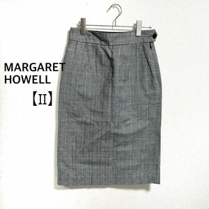 MARGARET HOWELL チェック柄 膝丈スカート グレー系 Ⅱ