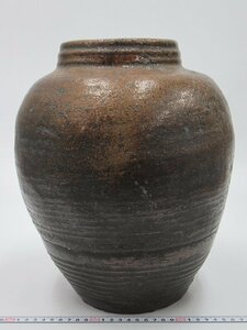 D1751 焼締め 自然釉 壷 高さ32cm 飾壺 花入 花生 古民具