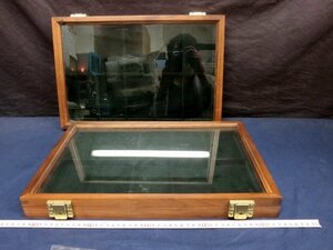 L6576 clock storage case wooden glass surface 2 point showcase 