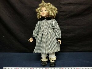 L6912 メーカー不明 青目 ブロンド カーリー 女の子 ドール 陶器人形 ビスクドール