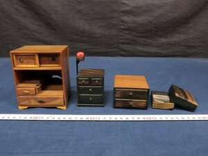 L6152 small size chest of drawers sewing box .. tool wooden old .. miniature 