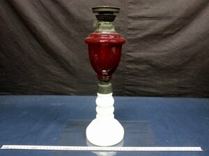 L6455 oil lamp red white . glass made retro Vintage lighting 41cm