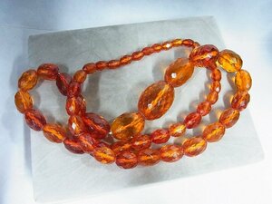 A5227 amber amber chamfering beads necklace 57g