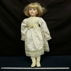 L6027 人形 抱き人形 ドール 全長58cm 頭部手足陶器人形  女の子の画像1
