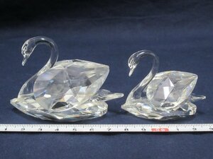 P2768 Swarovski crystal glass swan large small 2 point ornament objet d'art 