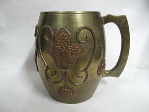 A5818 brass made copper skill pattern . mug 344g