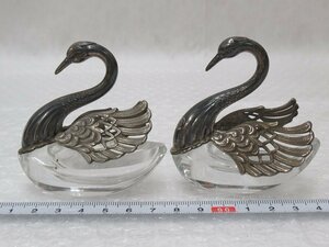 P2854 glass silver plate swan case 2 point 