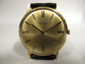 A5867 Switzerland HEMA made of gold reverse side cover (K18 0.750 stamp :3.4g) hand winding wristwatch present condition goods 