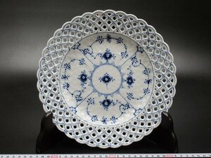 D1733 ロイヤルコペンハーゲン ブルーフルーテッド フルレース オープンワーク プレート 径25cm ROYAL COPENHAGEN