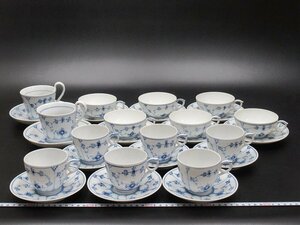 D1728 ロイヤルコペンハーゲン ブルーフルーテッド プレイン ティー コーヒー カップ＆ソーサー 14客 ROYAL COPENHAGEN