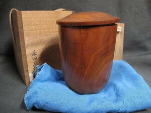 A6354 Okamoto .. цветок вдавлено .[ маленький .]. рисовое поле .. произведение . земля светло-коричневый контейнер чайница вместе коробка чайная посуда 