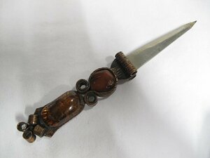 A6372 amber amber attaching copper made gold . letter opener 61g