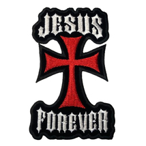 【HOT LEATHERS】ホットレザーズ 「JESUS FOREVER」十字架　クロス　刺繍パッチ　バイカー　ワッペン_画像1