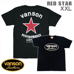 VANSON / バンソン 半袖Ｔシャツ VSS-10「RED STAR」サイズXXL ブラック 別注 レッドスター