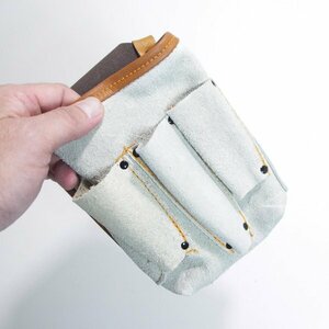 小型電工袋　Ｎｏ２２２　床皮　未使用　訳あり（少々よごれあり）釘袋　ビスケース