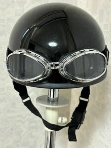 22年前　レトロ　ゴーグル付き　黒ハーフヘルメット　D'LOOSE D-351 当時物　中古　箱なし　ジャンク品　ビンテージヘルメット 