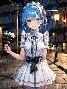 レム Re:ゼロから始める異世界生活 リゼロ A4 アート ポスター イラスト 同人 ファンアート アニメ 高品質 【b1739】