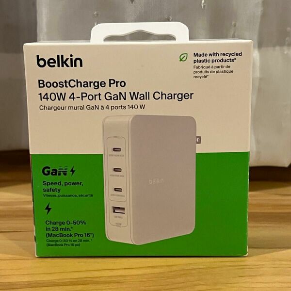 Belkin GaN急速充電 140w 4ポート デュアルPD3.1 充電器 WCH014dqWH