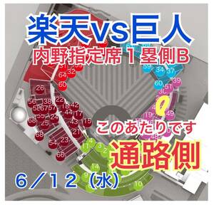  через . сторона * полосный номер пара [ обычная цена. 2 листов .9,400 иен ]6/12( вода ) Rakuten Eagle svs Yomiuri Giants * внутри . указание сиденье 1. сторона B* переменный ток битва *. человек 