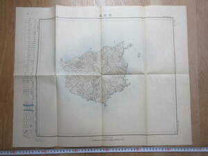 25)戦前　朝鮮　古地図『欝陵島　１/５０，０００　地形図　朝鮮総督府陸地測量部　大正７年　約５８×４６ｃｍ』