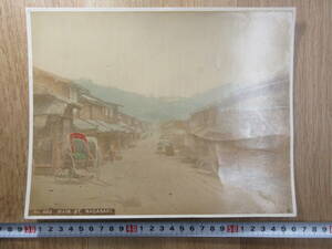10) Meiji период куриное яйцо бумага старый фотография [ Nagasaki основной Street ] примерно 26×20cm осмотр угол рисовое поле фотография . старый фотография материалы 