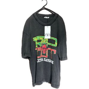 新品未使用 ZARA ザラ Tシャツ ティシャツ ダークグレー プリントシャツ ソフト メンズ レディース 兼用 タグ付き 蛇