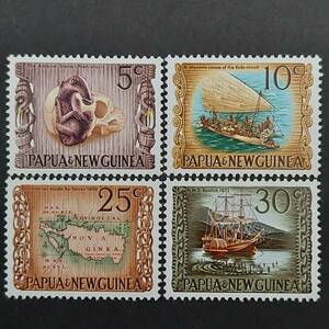 J525 パプアニューギニア切手「国家遺産シリーズ4種セット」1970年発行　未使用