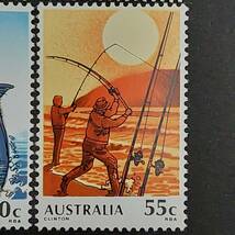 J572 オーストラリア切手「フィッシング切手4種完（トラウトフィッシング、アングラー、カジキ釣り、サーフフィッシング）1971年 未使用_画像5